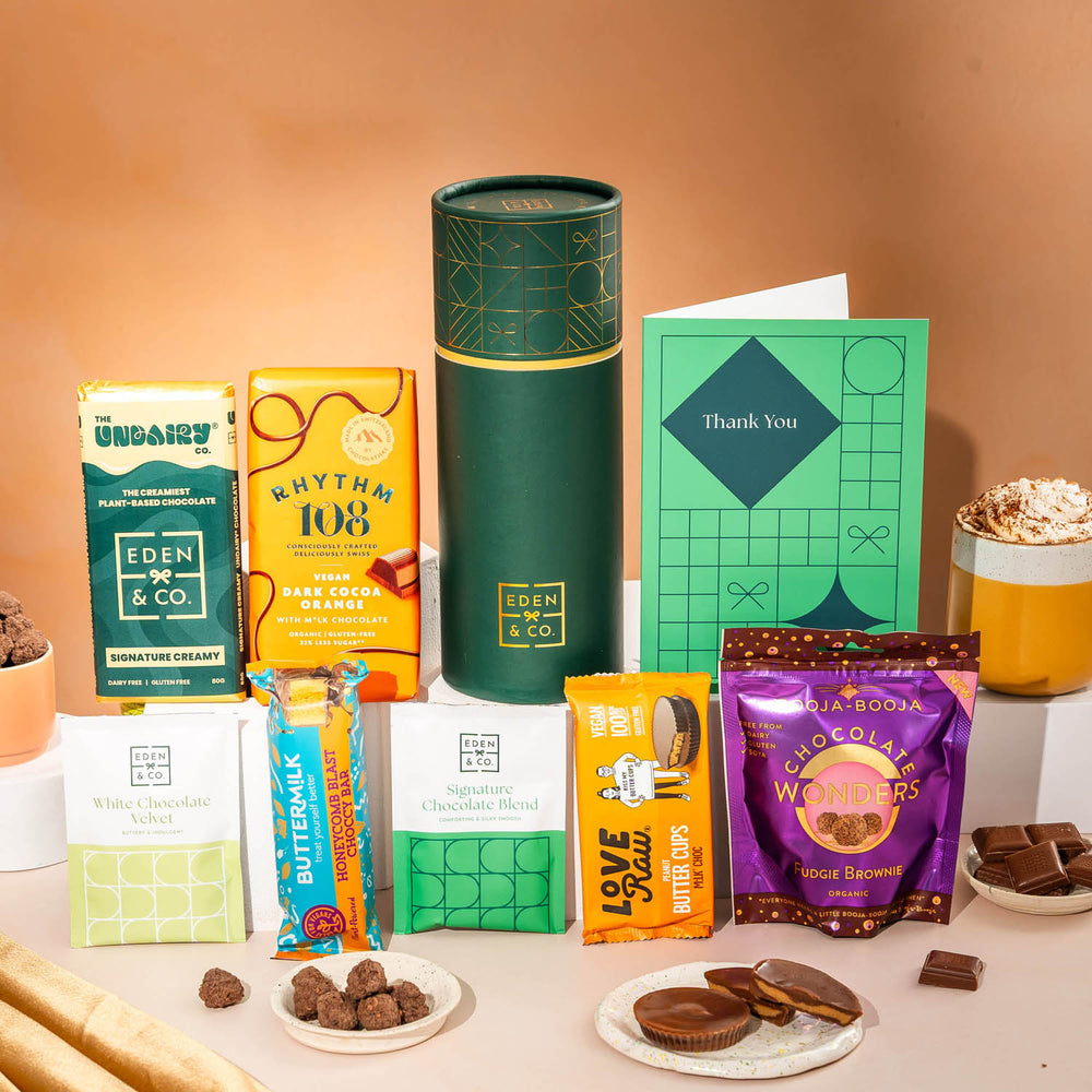 Say it beautifully with this thank you Vegan & Gluten Free chocolate gift box, a sweet way to show appreciation.