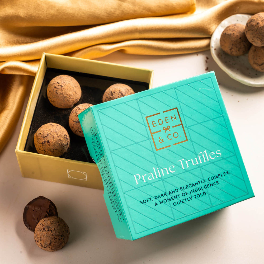 Savour indulgence with praline truffles that combine rich chocolate, roasted nuts, and a velvety finish.