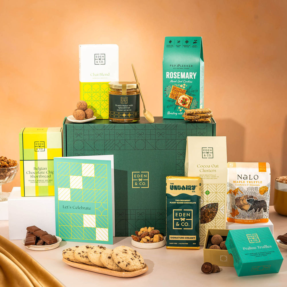 Raise a toast with this celebration Vegan & Gluten Free Hamper, crafted to match the joy of the occasion.