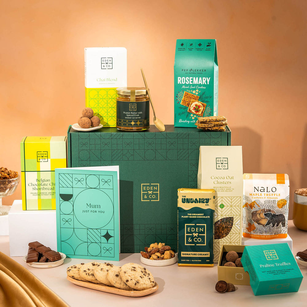 Show her she’s appreciated with this Mum Vegan & Gluten Free Hamper, curated for beauty, taste, and a touch of luxury.